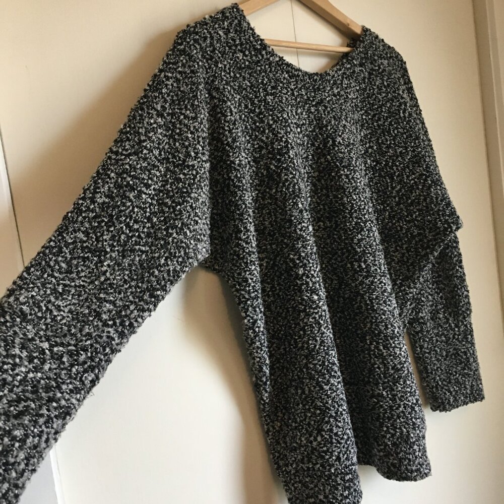 Salt and Pepper Fuzzy Nubby Knit Oversized Sweater XL - Picture 5 of 13
